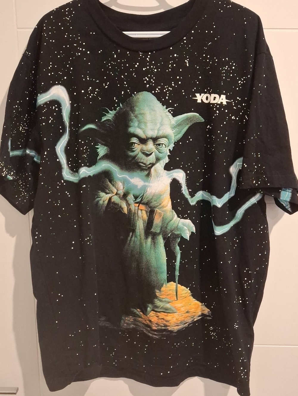 Star Wars Black Yoda Graphic Tee with Teal Accents